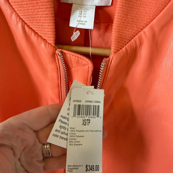 NWT House of Harlow 1960 Vegan Leather Bomber Jacket Coral - XS - Picture 5 of 9